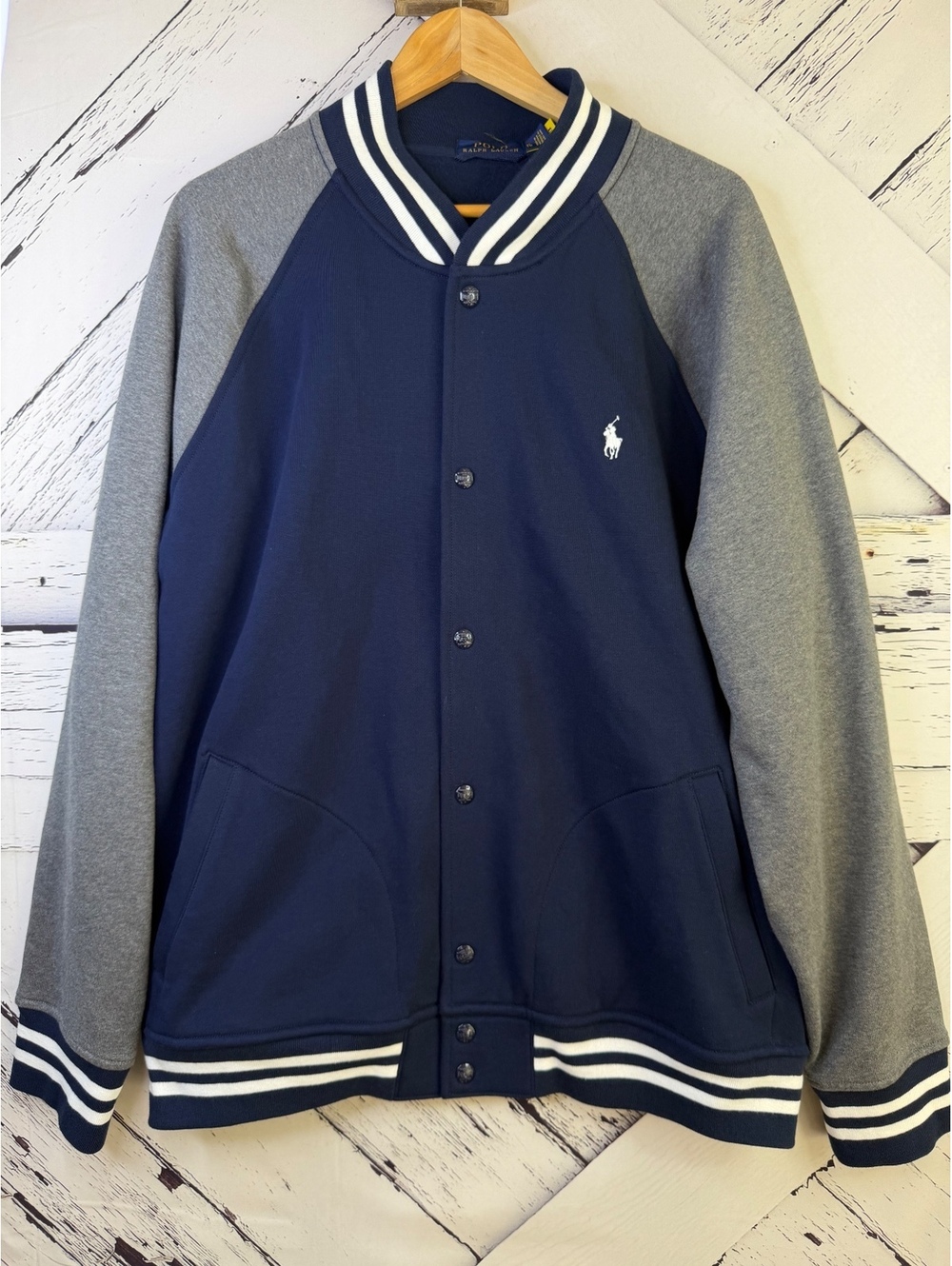 Polo Ralph Lauren Retro Streetwear Fleece Varsity Baseball Jacket Mens XL NWOT